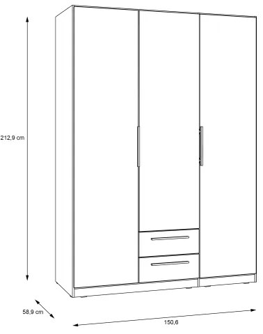 Šatní skriňa so zrkadlom MARO 150 × 213 cm dub Artisan