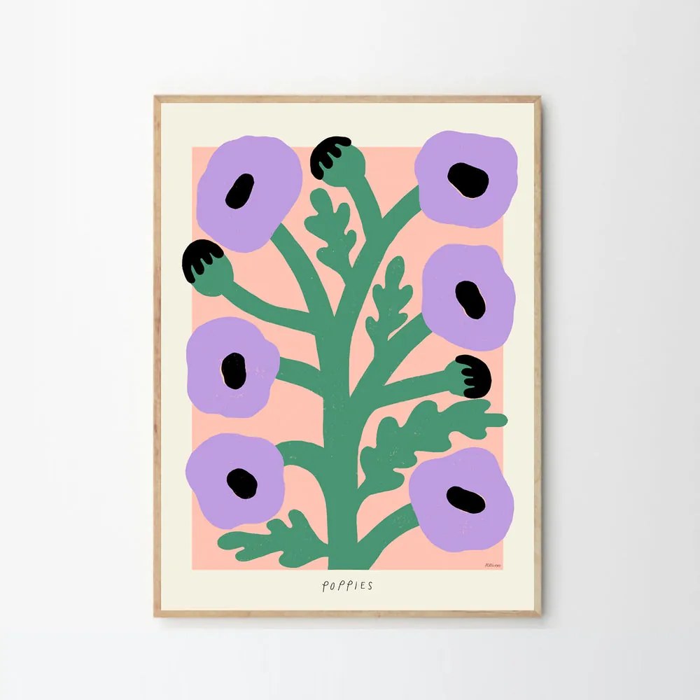 The Poster Club Plagát Purple Poppies by Madelen Möllard 50x70