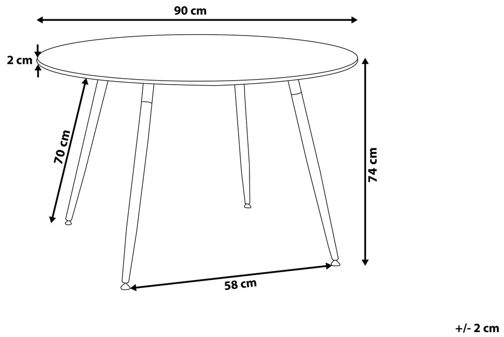 Okrúhly jedálenský stôl ⌀ 90 cm čierna/svetlé drevo BOVIO Beliani