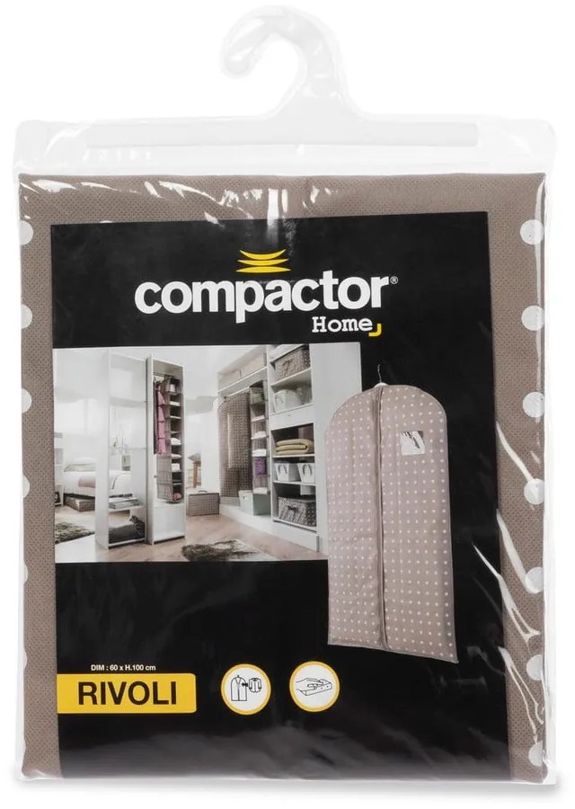 Béžový obal na šaty Compactor Dots, 100 cm