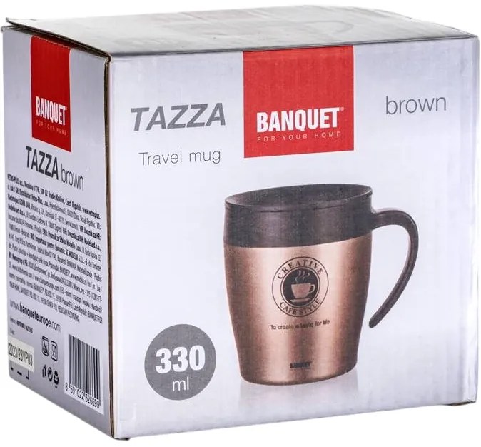 Banquet Termohrnček cestovný TAZZA 330 ml, hnedá