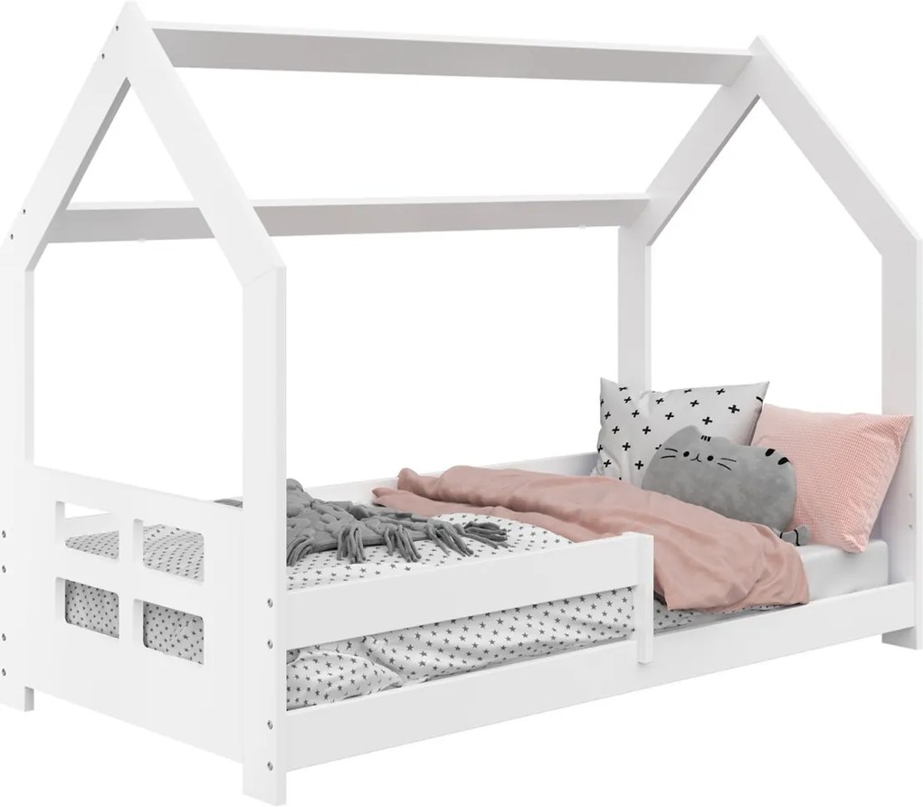 AMI nábytok Detská posteľ DOMČEK D5D 80x160cm masív biela
