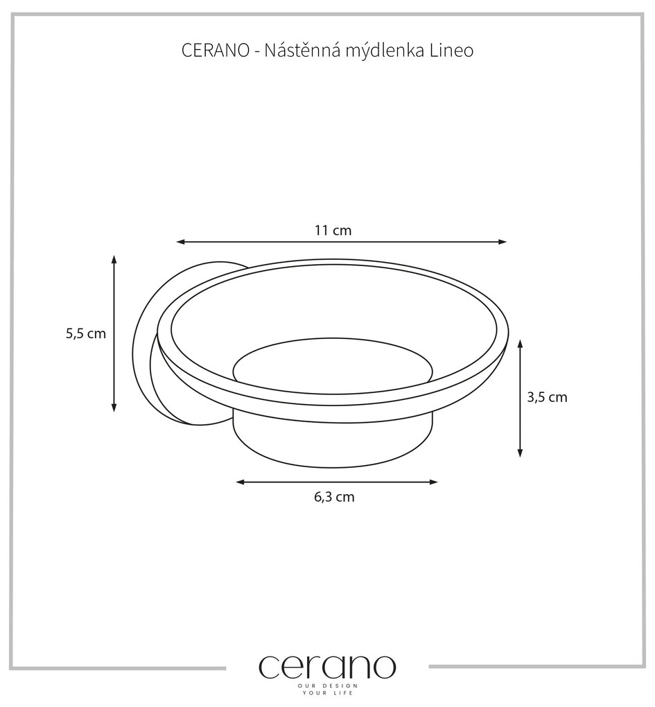CERANO - Nástenný mydlenka Lineo - čierna matná, mliečne sklo, CER-CER-479815