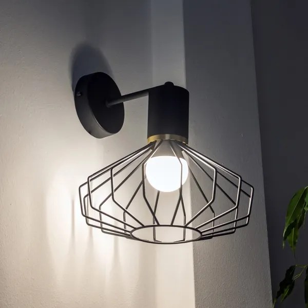 Nástenná lampa SOLANO 1xE27/15W/230V čierna/zlatá