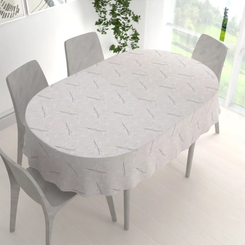 Biante Dekoračný oválny obrus Leona LN-164 Popínavé lístky na režnom 50x100 cm