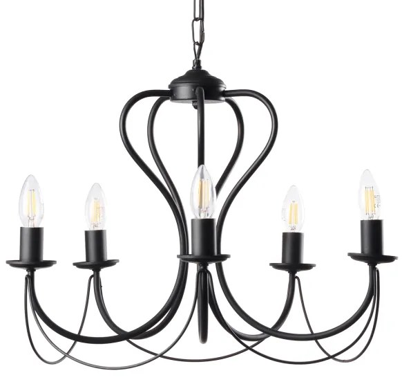 ONLI - Luster na reťazi CANDELA 5xE14/6W/230V čierna