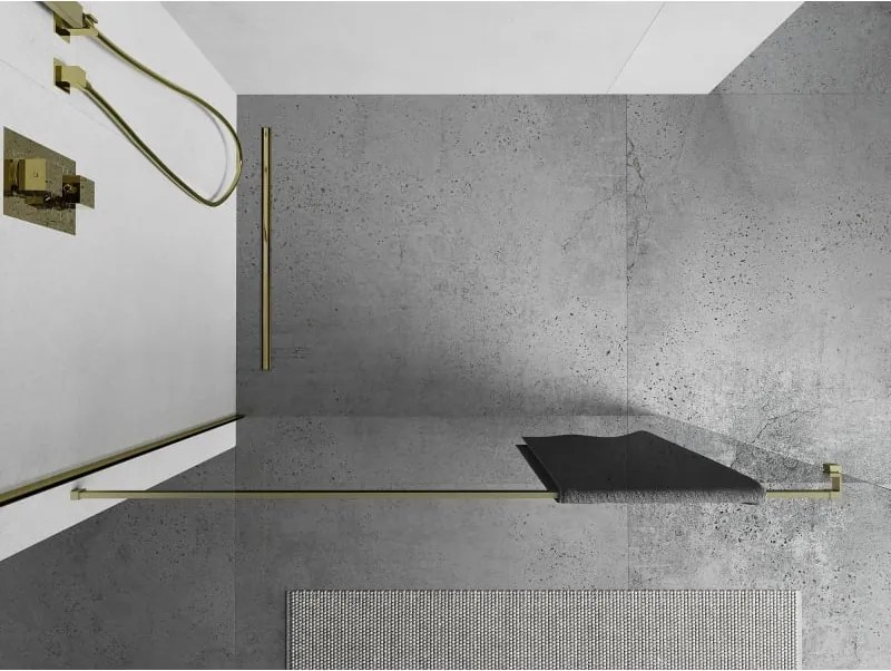 Mexen Kioto, vešiak na uteráky pre sprchovú zástenu, max. 140 cm, zlatá matná, 800-06-55