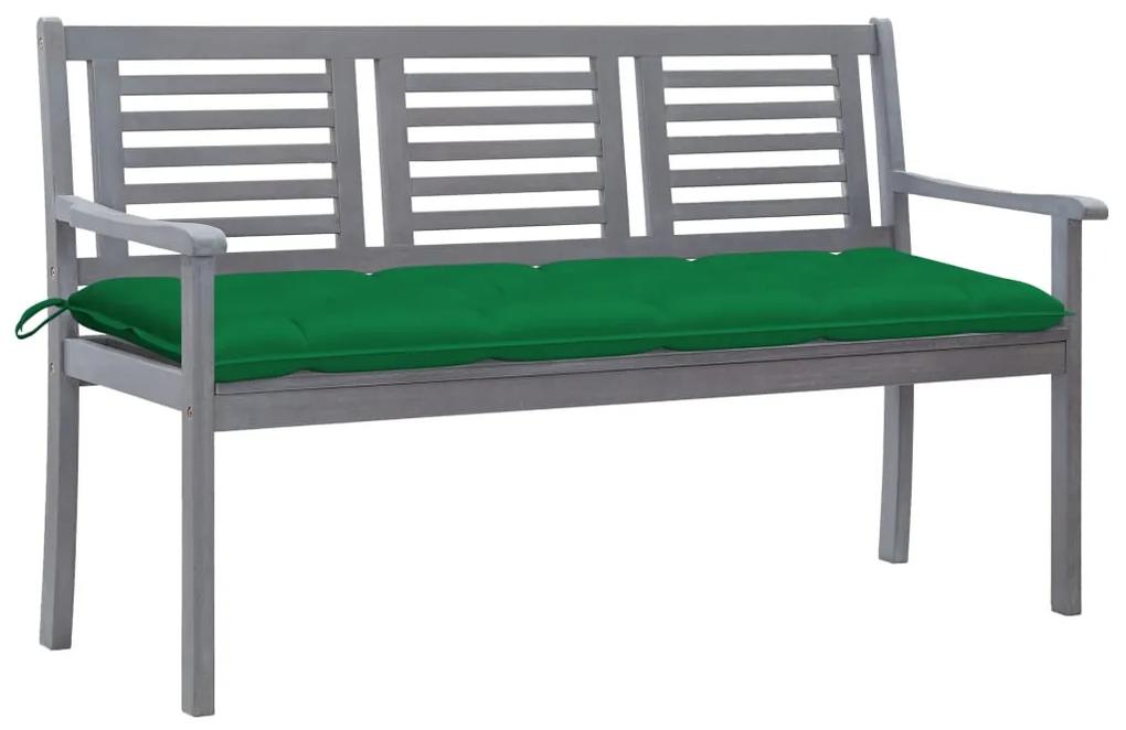 3-miestna záhradná lavica s vankúšom 150 cm sivá eukalyptus 3061070