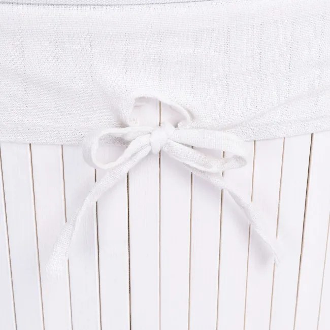 Rohový kôš na bielizeň 60 l bambusový biely