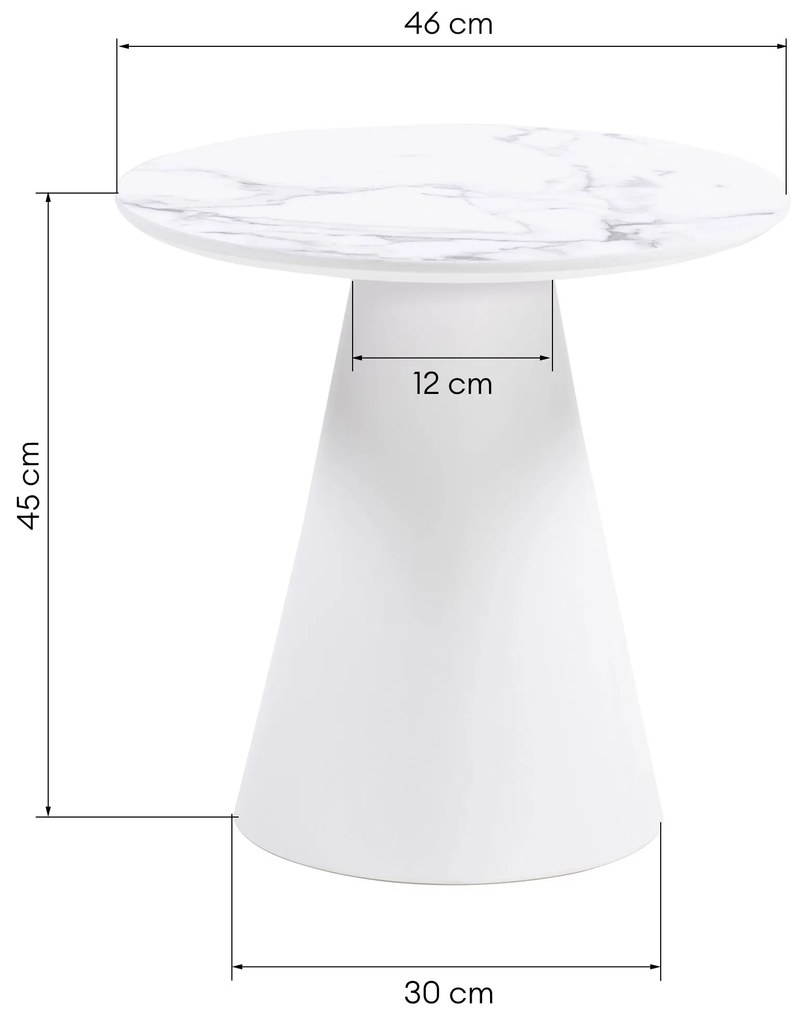 Konferenční stolek Margos 46 cm bílý/mramor I