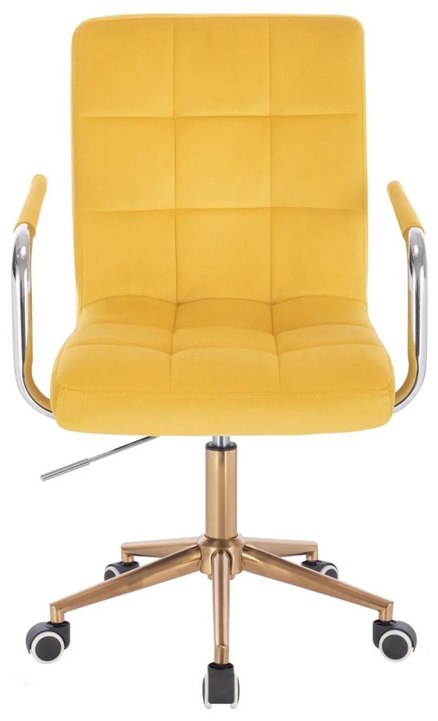 LuxuryForm DESIGN Stolička VERONA VELUR na zlaté podstave s kolieskami - žltá