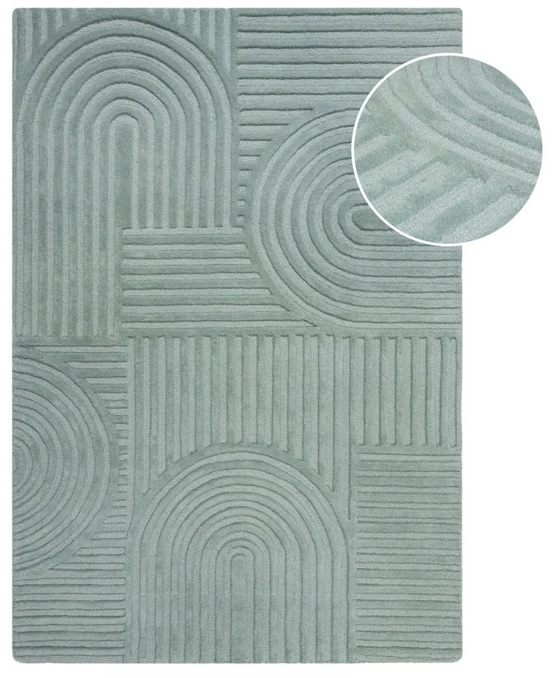 Tyrkysovomodrý vlnený koberec Flair Rugs Zen Garden, 120 x 170 cm