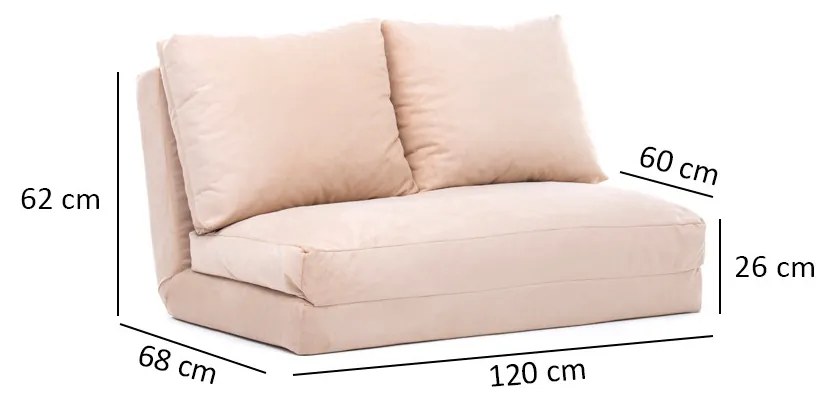 Pohovka futon Tilda (Krémová). Akcia -20%. Vlastná spoľahlivá doprava až k Vám domov. 1072566