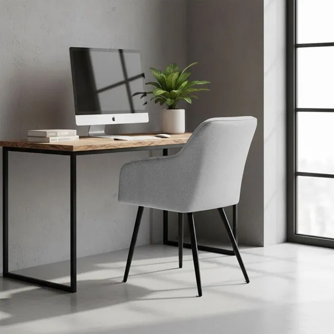 Sada šiestich jedálenských stoličiek LUXANO Lumos zamatové, svetlosivé / čierne nohy (6 ks)