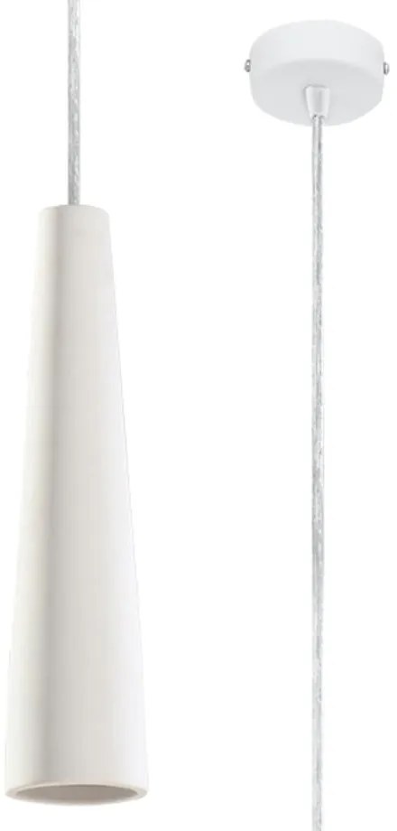 Biele závesné svietidlo s keramickým tienidlom ø 8 cm Alverna – Sollux