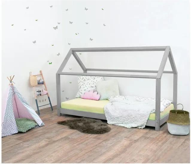 Sivá detská posteľ bez bočníc zo smrekového dreva Benlemi Tery, 80 × 160 cm