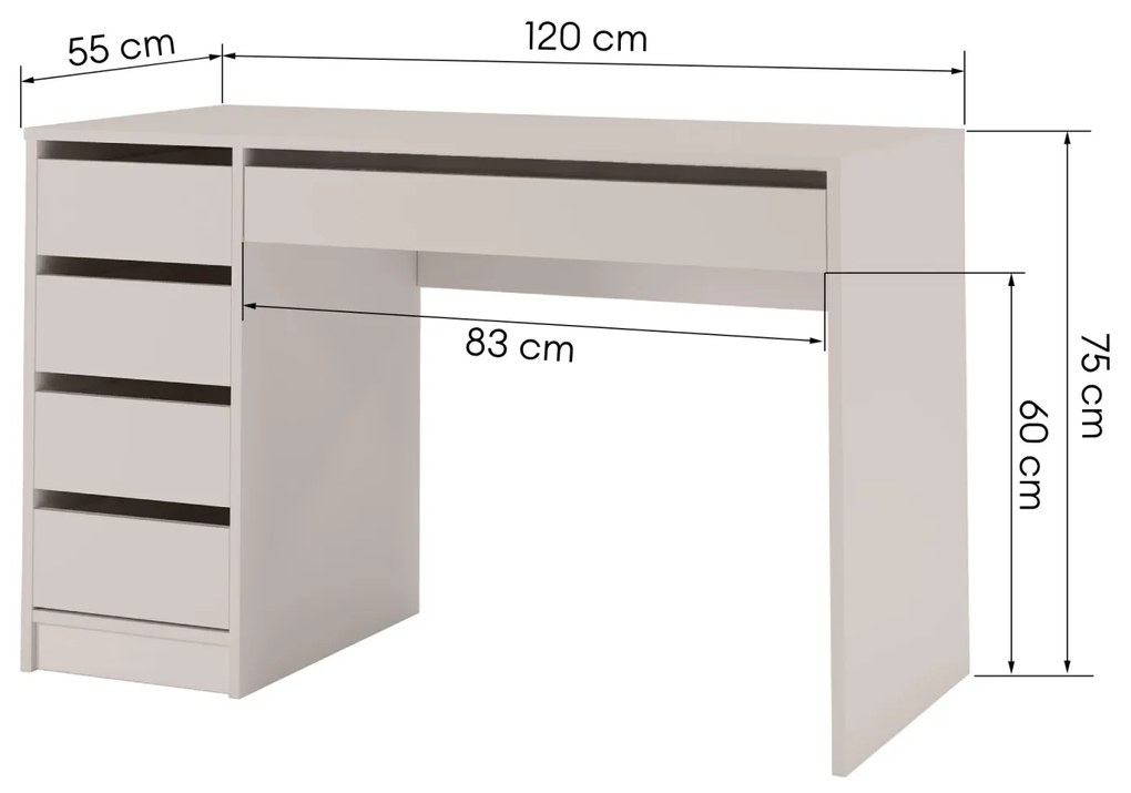 Psací stůl ZOEY 120 cm kašmír