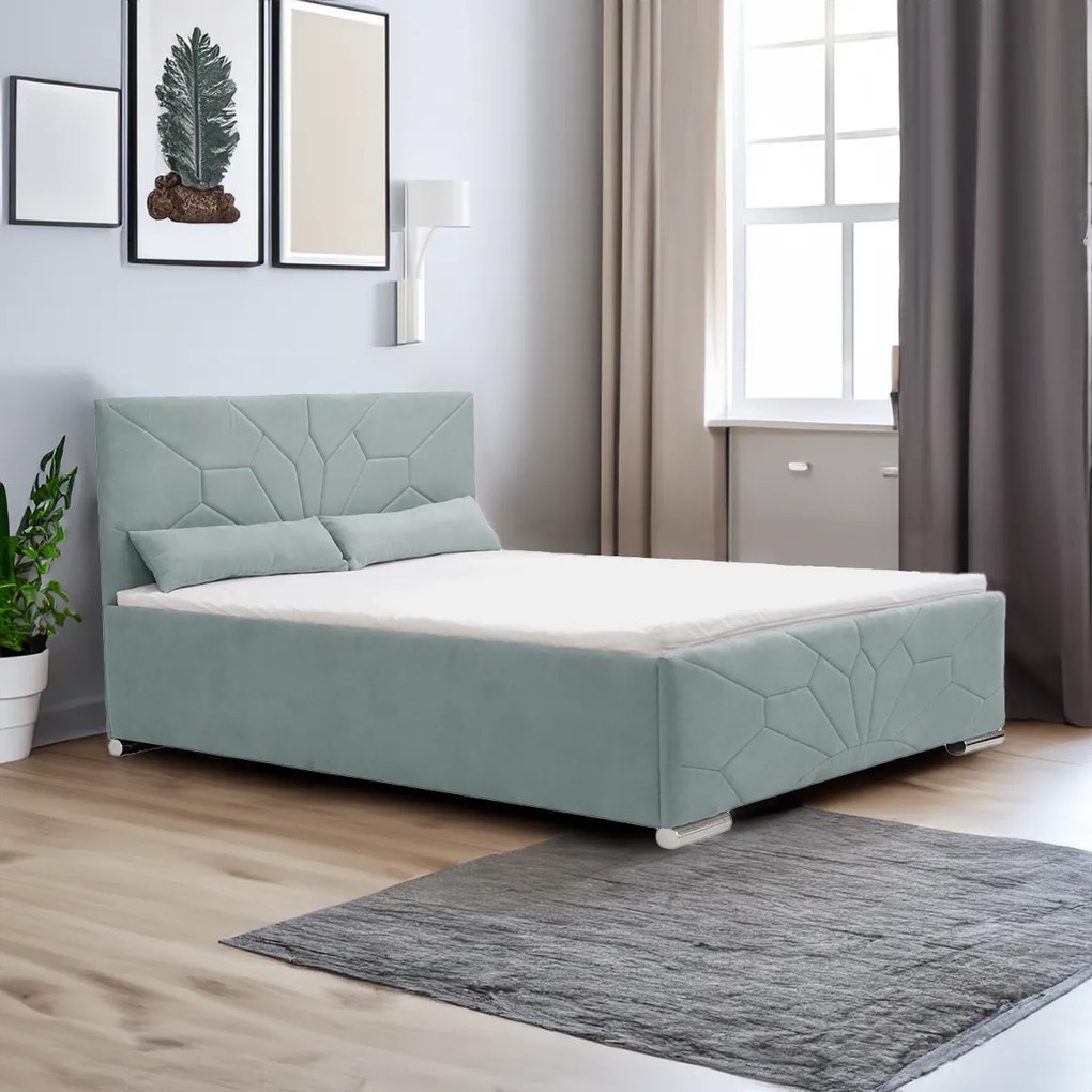 Čalúnená posteľ s úložným priestorom SOLO 120x200 cm Mäta