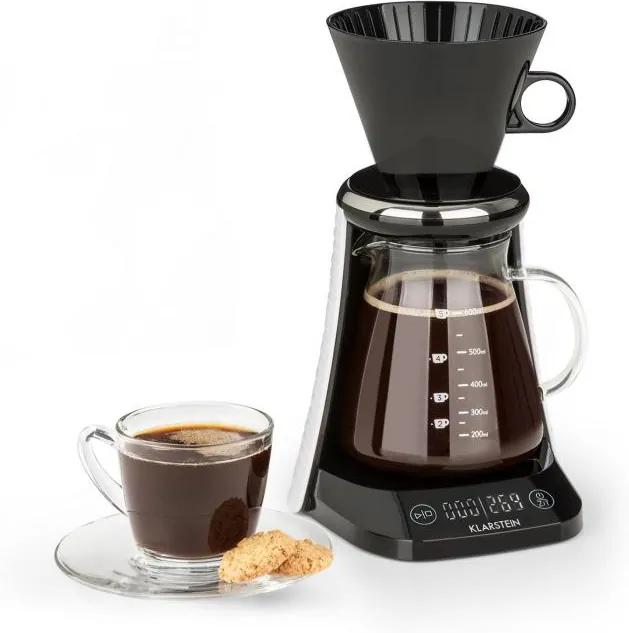 Klarstein Craft Coffee, kávovar, váha, časovač, nadstavec s filtrom, 600 ml, čierny/biely