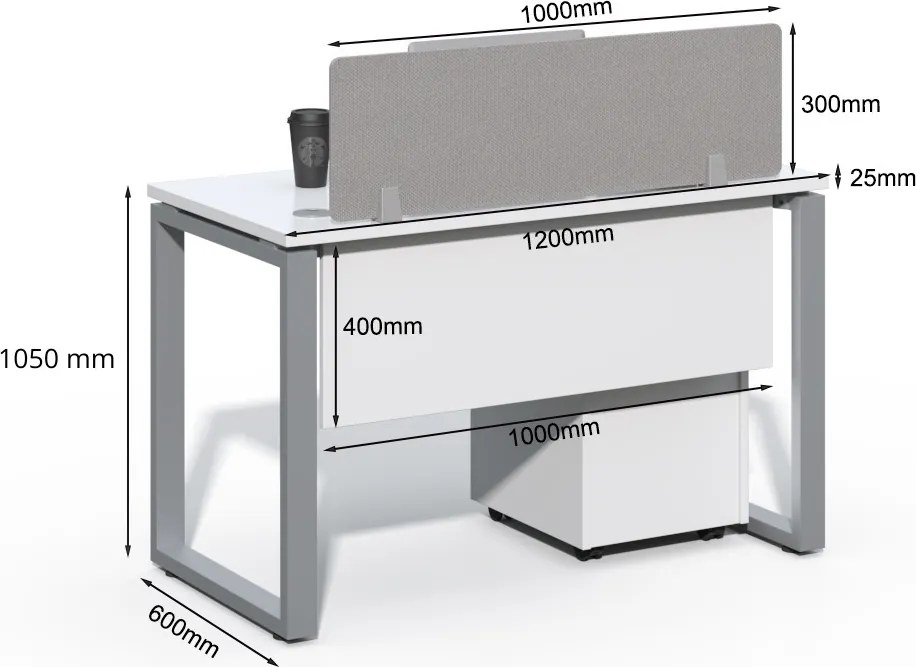 Kancelársky stôl s kontajnerom Houseland Prime Max 01 120 cm biely