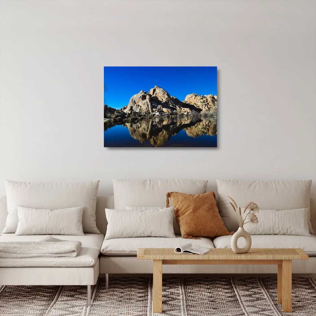 Sklenený obraz zrkadlenie skál (70x50 cm)