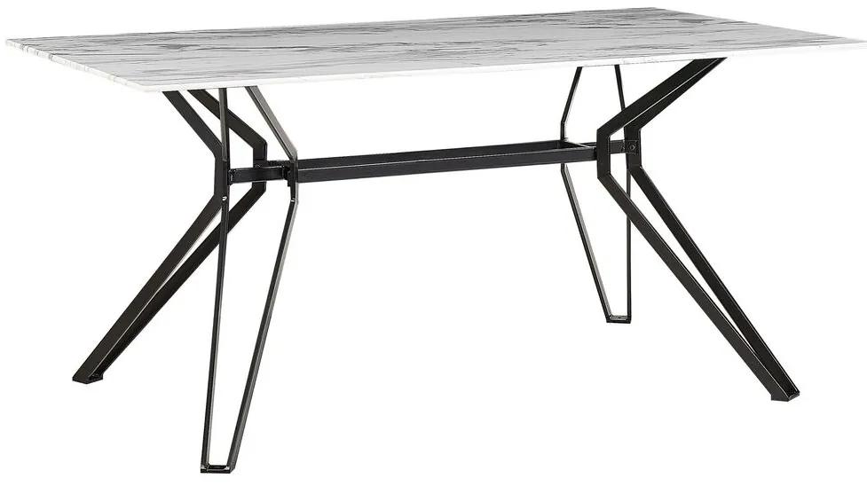 Jedálenský stôl s mramorovým efektom 160 x 90 cm biela/čierna BALLINA Beliani