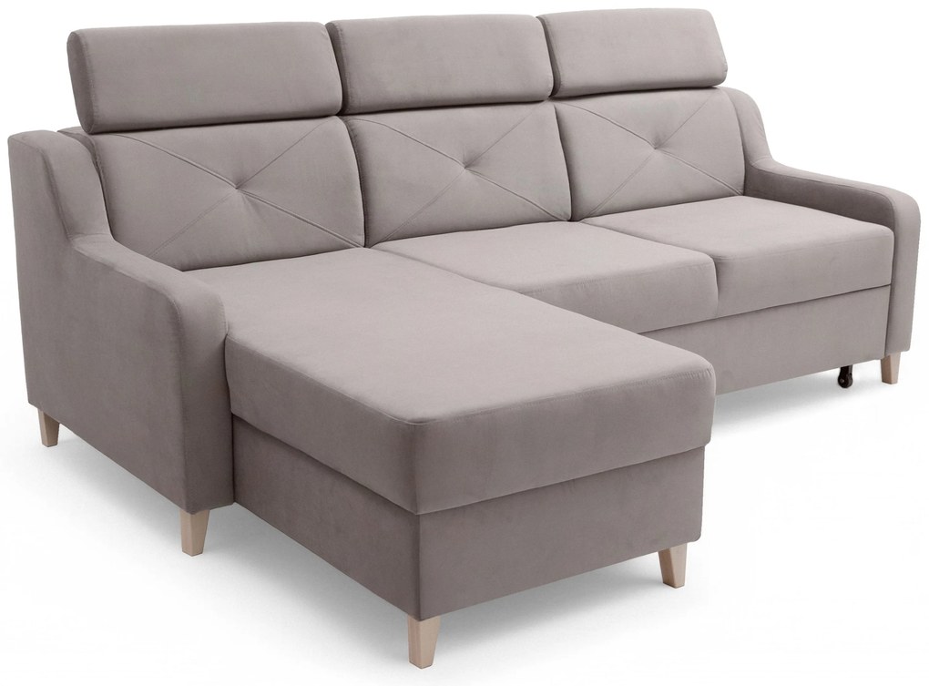 Rohová sedačka Laksaro s rozkladom ľavostranná - tmavý béžový zamat Jasmine 25