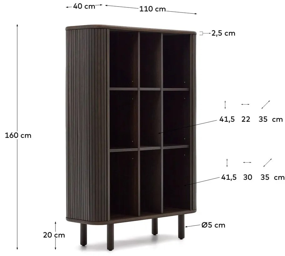 Tmavohnedá skrinka v dekore jaseňa s posuvnými dverami 110x140 cm Mailen – Kave Home