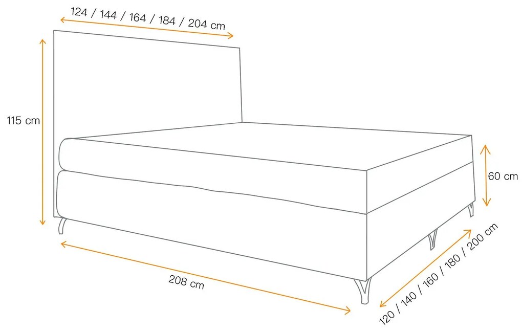 Boxspringová posteľ SHANNON - 160x200, hnedá 2 + topper ZDARMA