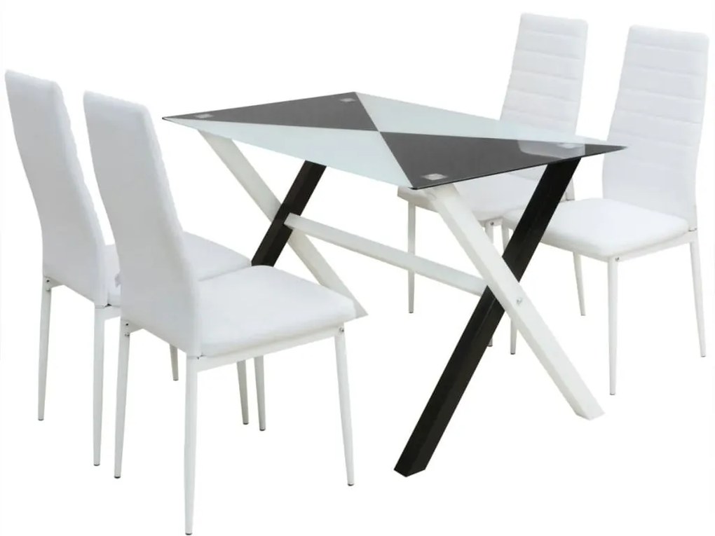 vidaXL 5-dielna jedálenská súprava, stôl a stoličky, umelá koža