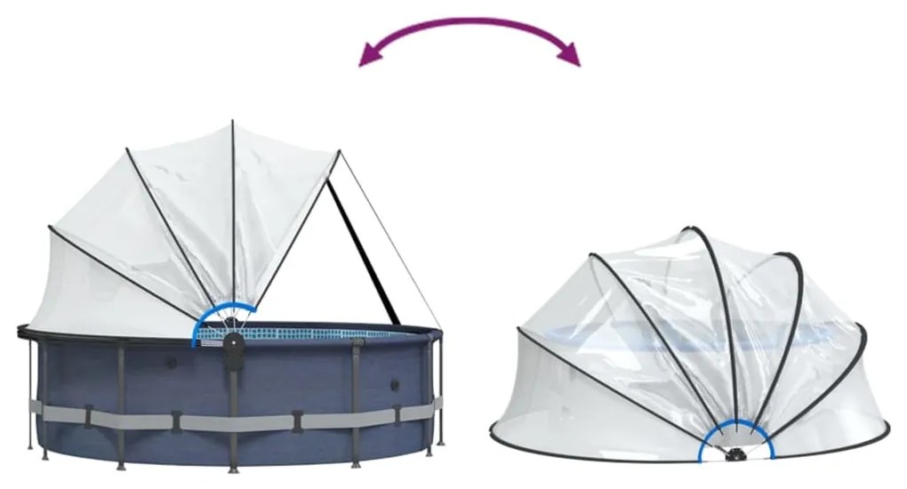 Bazénová kupola s držiakom okrúhla 500x250 cm PVC