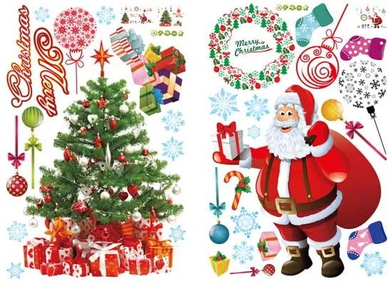 Vianočné samolepky Ambiance Santa, Balls and Tree