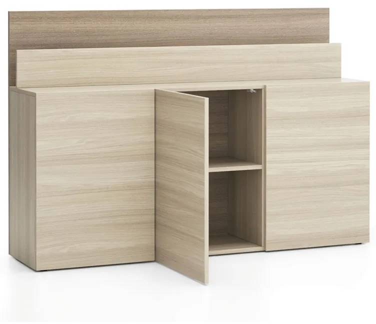 Kancelárska prístavná skrinka k stolu LAYERS, dlhá, dub prírodný / dub morený