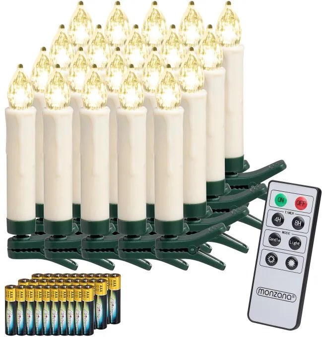 Monzana Sviečky na vianočný stromček CANDLE, 20ks, 10,5cm, teplá biela