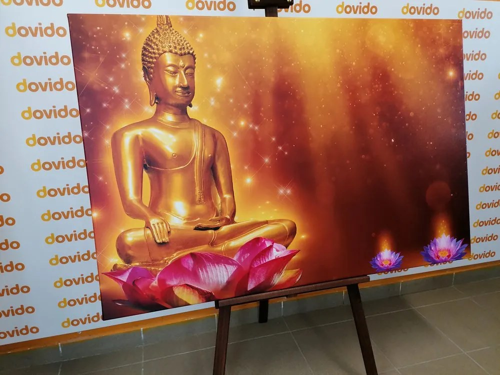 Obraz Buddha pri lotosových kvetoch