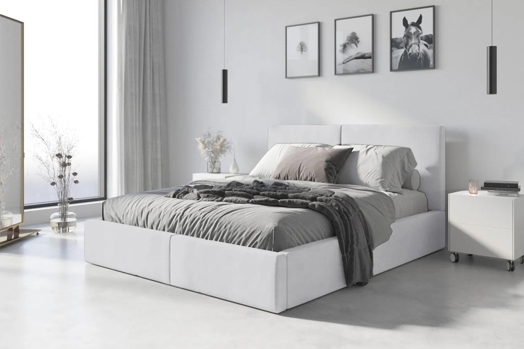 BMS GROUP Čalúnená posteľ HILTON 160x200cm výklopná biela