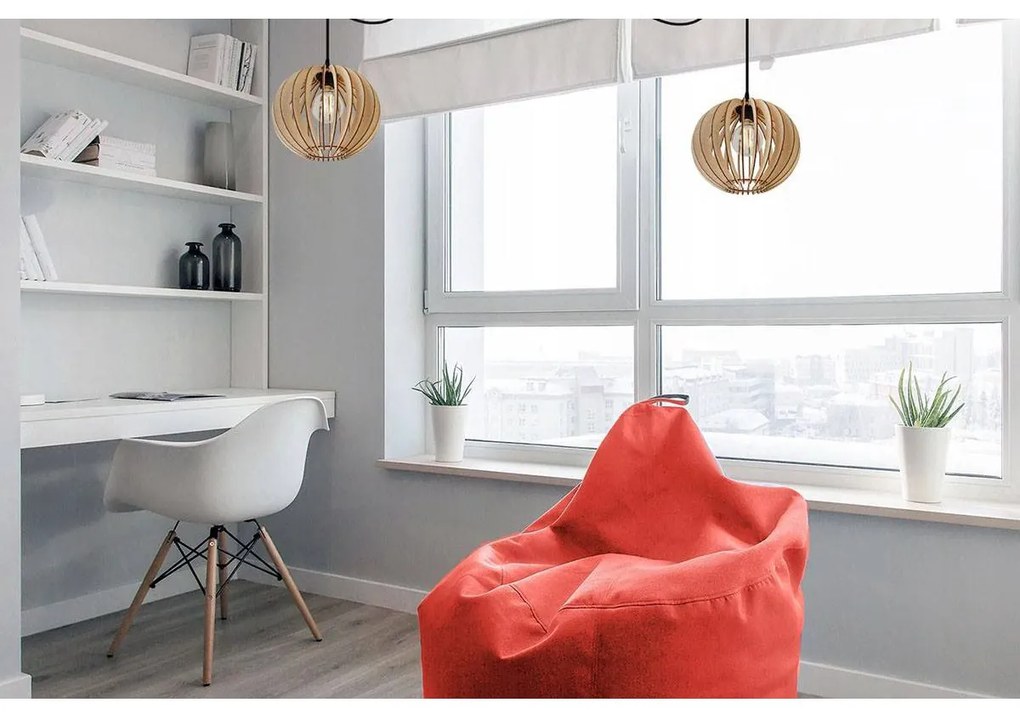 Závesné svietidlo Timber Spider 2, 2x drevené tienidlo