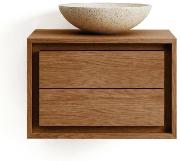 Hnedá závesná skrinka pod umývadlo z teakového dreva 60x40 cm Kenta – Kave Home