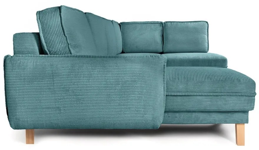 Tyrkysovomodrá menčestrová rozkladacia rohová pohovka (pravý roh/do tvaru "U") Tori – Bonami Selection