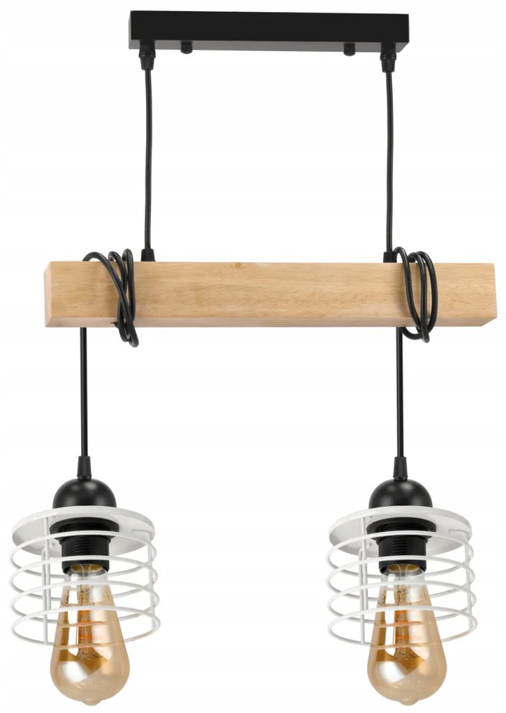 BERGE Závesné stropné svietidlo LED drevený trám 2xE27 Luster Spring White