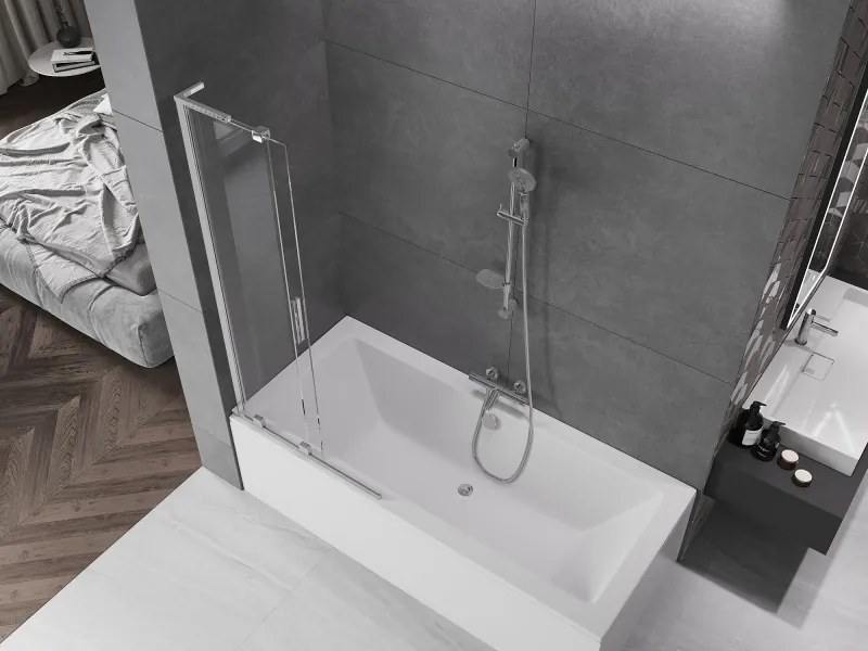 Mexen Velar L, 2-krídlová posuvná vaňová zástena 80 x 150 cm, 8mm číre sklo, chrómový profil, 896-080-003-01-01
