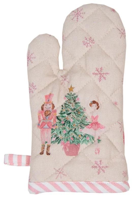 Béžová detská chňapka - rukavice s Luskáčikom a baletkou Pastel Nutcracker - 12*21 cm