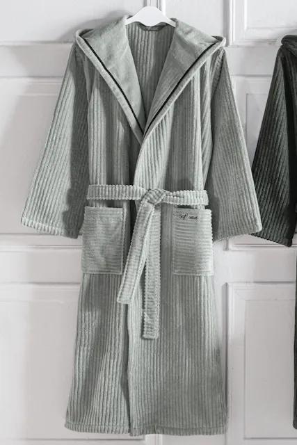 Soft Cotton Darčekové balenie županu, uteráku a osušky STRIPE Khaki M + uterák + osušky + box
