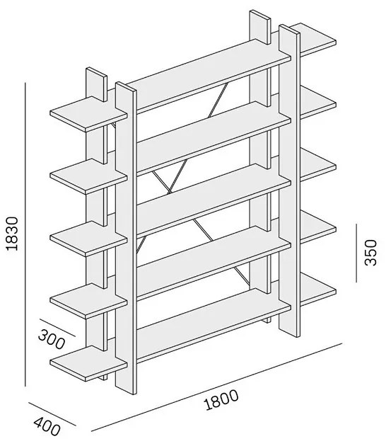 Kancelársky regál vysoký dlhý SOLID, 1800 x 400 x 1825 mm, dub prírodný