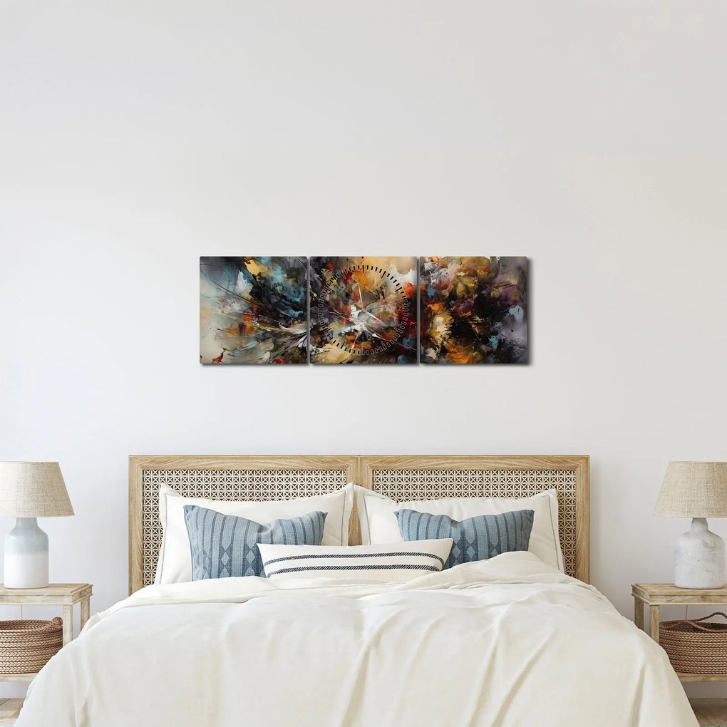 Obraz - Abstraktná grafika (s hodinami) (90x30 cm)