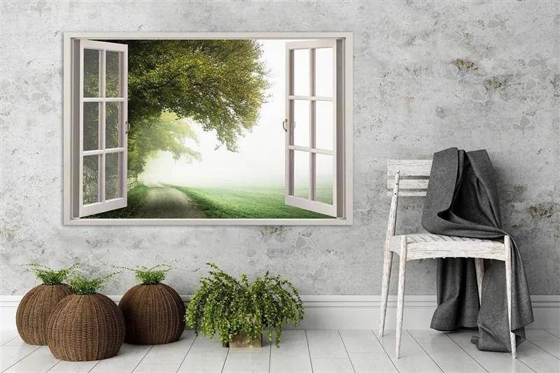 Obraz na plátně, Výhled z okna Zelený les - 120x80 cm