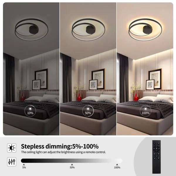 Brilagi- LED stmievateľné stropné svietidlo TWISTER LED/48W/230V pr. 50 cm čierna + diaľkové ovládanie