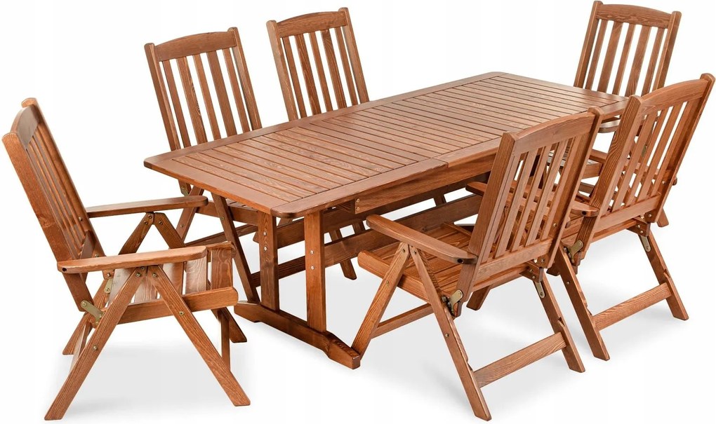 Sada záhradného nábytku stôl stoličky borovicové drevo 6 osôb Konsimo Alces