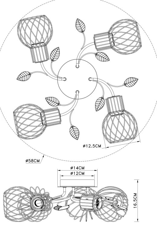 GLOBO LALLY 54113-4D Stropné svietidlo