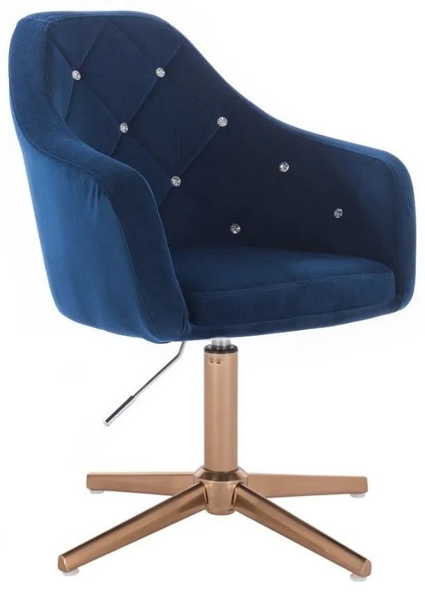 LuxuryForm DESIGN Kreslo ROMA VELUR na zlatom kríži - modré